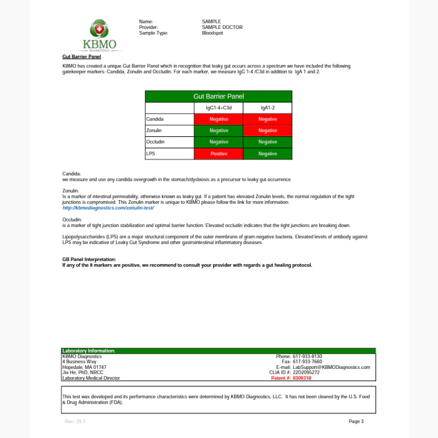 Gut Barrier Panel by KBMO Diagnostics